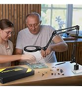 NOEVSBIG Desk Magnifying Glass with Light 10+5X Desktop Lamp Close Work Up for Table Crafting, Re...