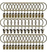 AMZSEVEN 40 Pack Curtain Rings with Clips, Drapery Clips with Rings, Drapes Rings 1.26 in Interio...