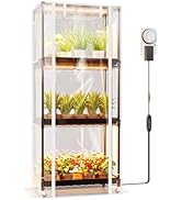 SPECILITE Indoor Greenhouse with Grow Light, 4-Tier Plant Stand with PVC Cover and Full Spectrum ...