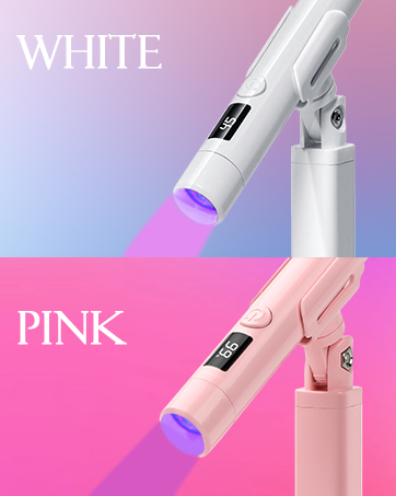white and pink Handheld UV Nail Lamp