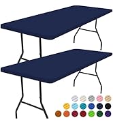 Smiry Rectangle Picnic Table Cloth 2 Pack, Waterproof Elastic Fitted Tablecloths for 6 Foot Table...
