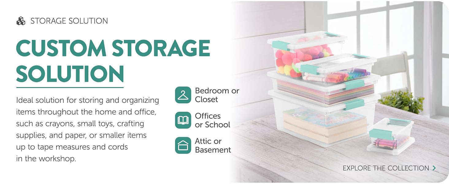 Sterilite Deep Plastic Stackable Storage Bin w/ Clear Latch Lid, Clear (4 Pack) 2 car1 