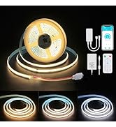 ALITOVE 24V COB LED Light Strip White CCT Tunable CRI>90 High Density LED Strip Light Kit with AP...