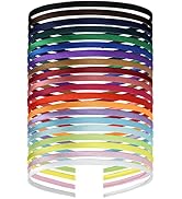 20 Pack Rainbow Plain Blank Cloth Satin Fabric Covered Slim Thin Hard Metal Headband Simple Skinn...