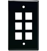 BUPLDET 6 Port Keystone Wall Plate Glossy Black - 1 Gang 6 Holes Keystone Jack Wallplate for CAT7...