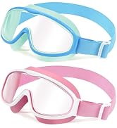 Vvinca 2pc Kids Goggles with Elastic Fabric Strap, Wide View Anti Fog UV Anti Shattered Lens for ...