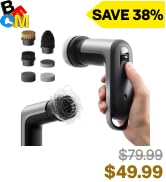 HOTO Grip Cordless Electric Spin Scrubber, IPX7 Waterproof, Lightweight at 0.65 lb with 6 Brush ...