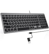 OMOTON Wired Keyboard Compatible with Mac, with Dual Interface (USB and Type-C), Numeric Keypad C...