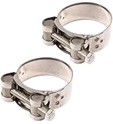 2Pcs Exhaust Clamp Stainless Steel Exhaust Band Clamp Replacement for Motorcycle Water Hose Car A...
