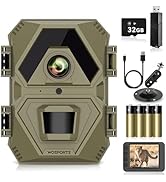 WOSPORTS Mini Trail Camera 1440P 36MP,Game Camera with Night Vision 0.2s Trigger Time Motion Acti...