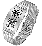 Theluckytag Upgraded Medical Bracelets Men Women with QR Code Medical Alert ID Bracelets - Titani...