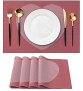 CADONO Placemats Set of 4 Washable Indoor/Outdoor Vinyl Place Mats for Dining Table Durable Non-S...