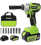 Yougfin Cordless Impact Wrench, 20V Power Brushless Impact Driver,2 Variable Speed Mode, High Tor...