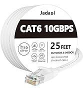 Cat 6 Ethernet Cable 25 ft, Outdoor&Indoor 10Gbps Support Cat7 Network, Flat Internet RJ45 LAN Pa...