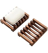 Wooden Soap Dish for Shower,Set of 2 Shower Soap Holder,Self draining Bar Soap Holder for Bathroo...
