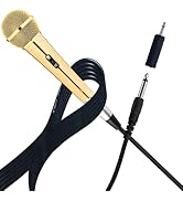 RhymKawa Sparkle Gold Cardioid Dynamic Vocal Wire Microphone with 10FT XLR Cable