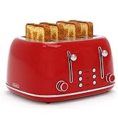 Toaster 4 Slice, Retro Stainless Toaster with 6 Bread Shade Settings,1.5''Wide Slots Toaster with...