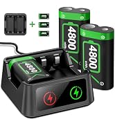 Rechargeable Xbox One Controller Battery Pack, 3x4800mWh Fast Charging USB Xbox Battery Charger S...