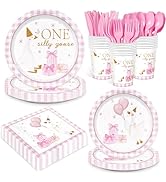 168pcs One Silly Goose Party Supplies Paper Plates Napkins Cups Goose Theme Disposable Tableware ...