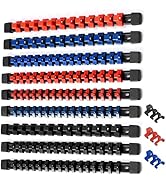 ALOANES 9PC ABS Socket Organizer, 1/2 inch, 3/8 inch and 1/4 inch Drive Socket Rail Holders, Heav...