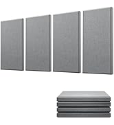 Moukey Acoustic Panels 4 PCS, 2.4“ Thick Fiberglass Soundproof Wall Panels 24''x12'', Self-adhesi...