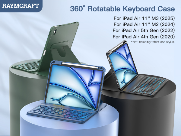 for iPad Air 11-inch M3 2025/M2 2024 &amp; iPad Air 5th/4th Case with Keyboard