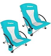 KingCamp Portable Folding Beach Chair with Carry Bag, High Back Beach Chairs for Adults, Chair fo...