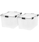 IRIS USA 74 Qt Storage Box with Gasket Seal Lid, 2 Pack - BPA-Free, Made in USA - Heavy Duty Movi...