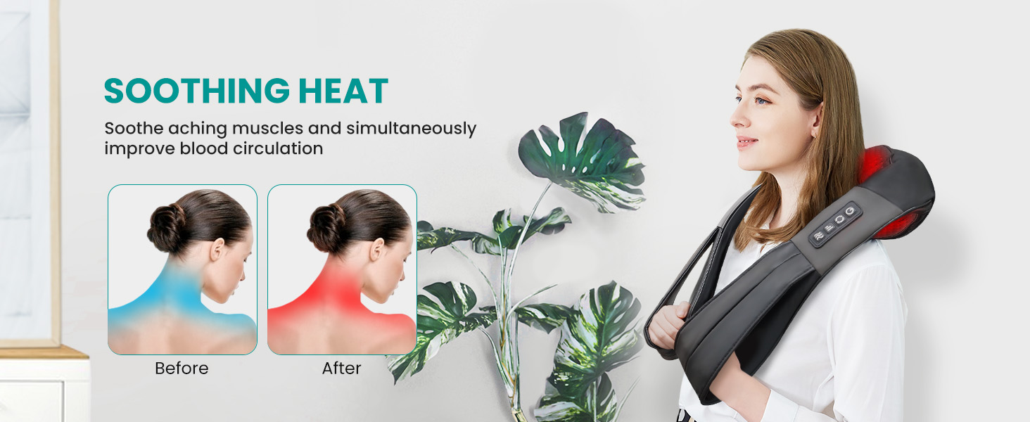 Nekteck Shiatsu Neck and Back Massager with Soothing Heat