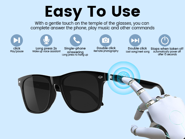 Bluetooth Audio Smart Glasses for Women Men,Blue Light Blocking Bluetooth Glasses with Speak