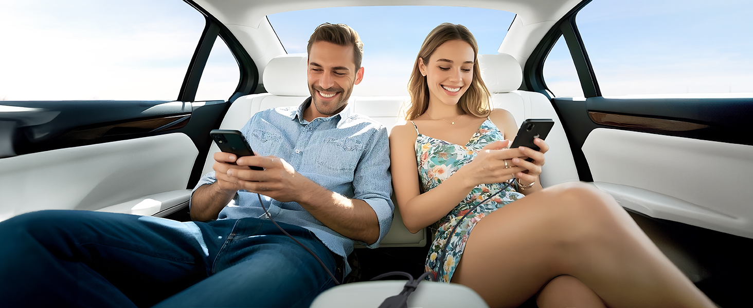 USB C splitter charging cable with 140W PD, data transfer, perfect for on-to-go