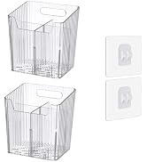 Set Of 2 Storage Organizer Bins Wall Mounted Shower Caddy, Bathroom shelves Stackable Clear Plast...