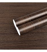 Abyssaly Dark Brown Wood Grain Contact Paper, Wood Peel and Stick Wallpaper for Furniture Table C...