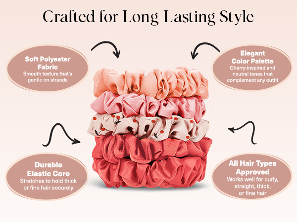 Kitsch Satin Scrunchies for Women - No Crease Hair Ties for Girls