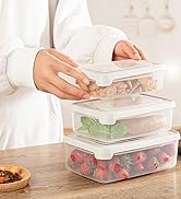 Food Storage Container Set, Airtight Plastic Bowls with Lid (Pack of 3), Reusable - For Kitchen P...
