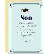 DISJOURNEY Graduation Card for Son, Elegant Navy Blue Congratulations Card for High School, Colle...