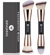KINGMAS Foundation Makeup Brushes, 2Pcs Premium Double-Ended Makeup Brush (Flat/Angled/Angled Rou...
