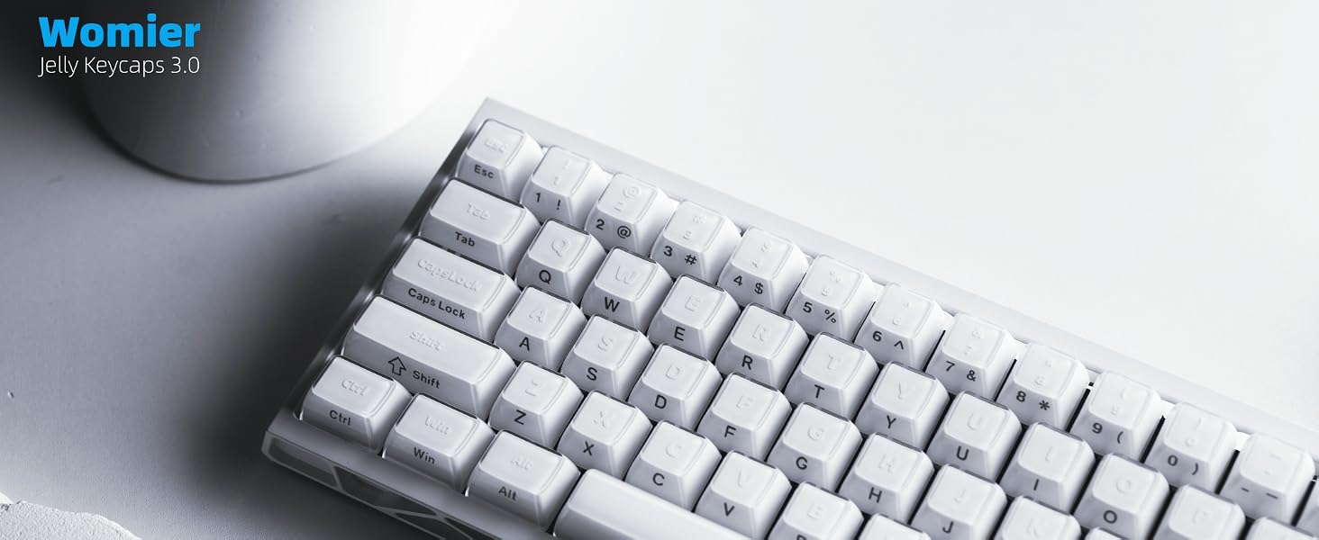 Womier White Jelly Keycaps 3.0, Keycaps for Mechanical Keyboard