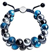 Jkjoy Triple Protection Bracelet,Bracelet for Men Women,10mm Blue Tiger Eye Stone,Magnet Stone,Ag...