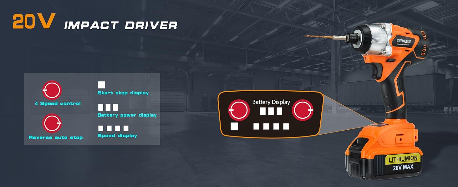 Cordless impact drive drill power electric 1/4 inch high torque brushless set combo lithium
