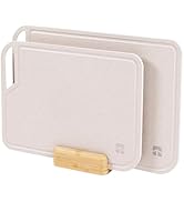 KitchenEdge Rice Fiber Cutting Board Set with Bamboo Stand for Cooking Prep, 2 Piece Kitchen Set,...