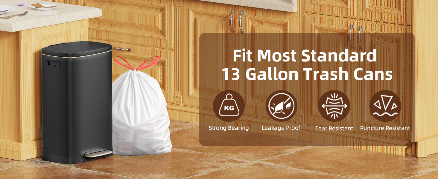 13 Gallon Drawstring Trash Bags