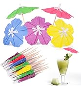 [100 PCS] Hibiscus Drink Umbrellas Cocktail Picks - Cocktail Umbrellas for Drinks, Mini Paper Umb...