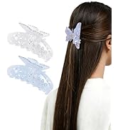 HOKEMP Butterfly Claw Clips for Women - 2 Pcs Rhinestone Acrylic Hair Claws for Thin Hair Elegant...
