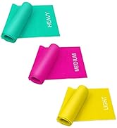 Coolrunner 7FT. Long Latex Free Elastic Flat Exercise Band Set of 3 with Carry Bag, Wide Fitness ...
