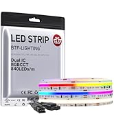 BTF-LIGHTING FCOB COB LED Strip IP30 Piexl IC RGBCCT 9.8FT 840LED/m DC24V 28IC/m Flexible High De...