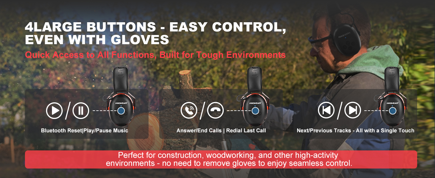 prohear 037 bluetooth 5.3 hearing protection for mowing constraction