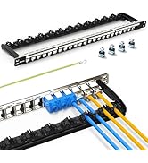 PBAEGAV Patch Panel 24 Port Shielded Blank Keystone Patch Panel 0.5U with Cable Management and Su...