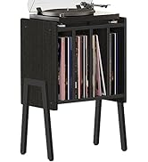 TUTOTAK Record Player Stand, Record Storage Table, End Table with Vinyl Holder Display Shelf, Sid...
