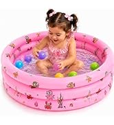 Baby Pool for Toddlers 1-3 with Bubble Bottom, Inflatable Kiddie Pool for Kids with Easy Drain Pl...